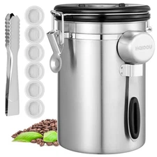 Airtight Coffee Canister 22OZ Large Stainless Steel Bean Storage Container