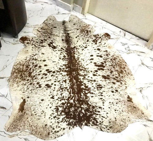 Genuine Cowhide Rug Large 4 x 5 ft | Speckled Multi color Real Leather Carpet - Picture 2 of 7