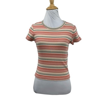 Marine Layer T Shirt Womens XS Extra Small Lexi Rib Sun In Crew Stripe Cropped