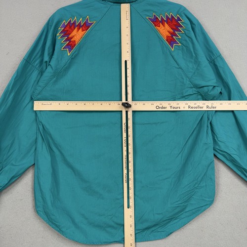Camisa Wrangler vintage para hombre verde azulado medio azteca occidental bordada años 90 - Imagen 10 de 13