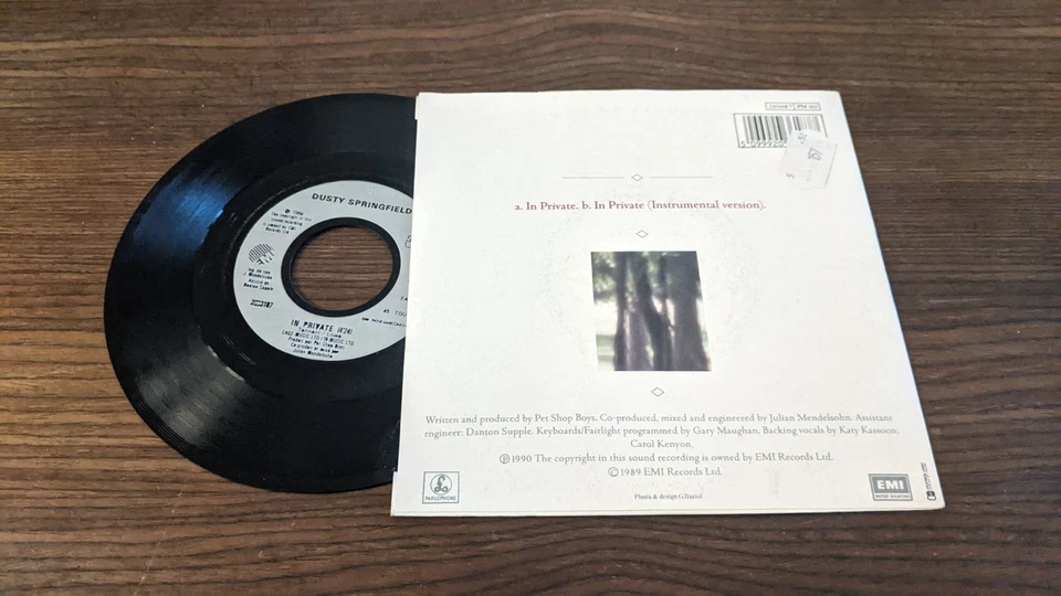 Disque 45 Tours Vinyle 7" Dusty Springfield In Private 1989 FR Synth Pop - Photo 2/3