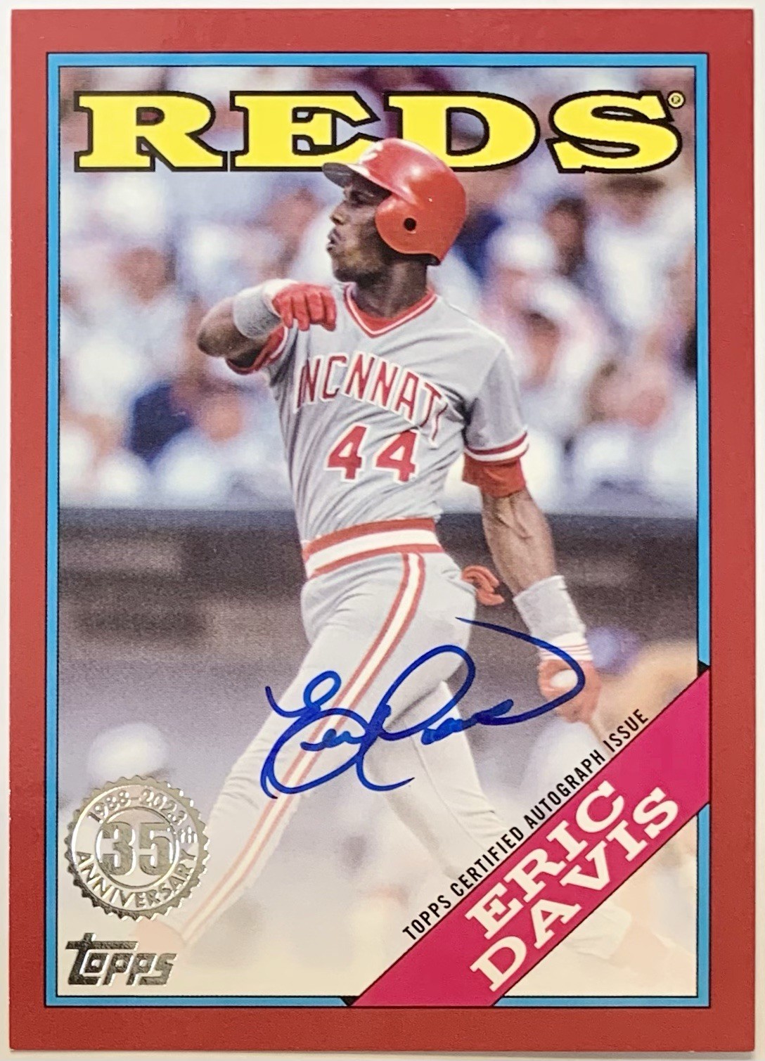 Eric Davis 2023 Topps Red /25 On-Card AUTO 1988 Topps 35th Anniversary Reds 🔥