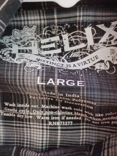 Boys HELIX plaid Guitar Graphic Button Front Shirt Size Large - Picture 6 of 6