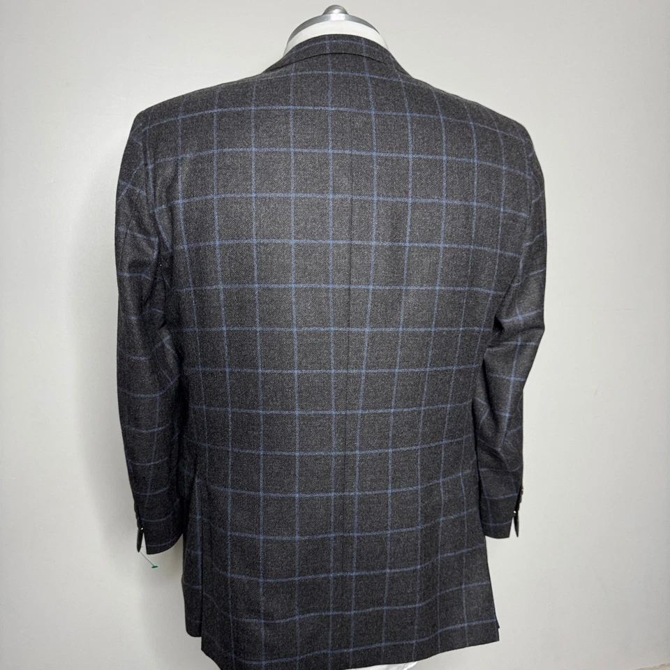 Miller Brother Custom Clothing Mens 48R Brown Check Wool Sport Coat Blazer - Image 2 of 4