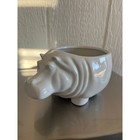 Cute White Ceramic Hippo Head Planter Pot Decor