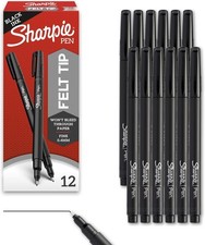Sharpie Felt Tip Pens Fine Point (0.4Mm) 12 Count (Pack of 1), Black 