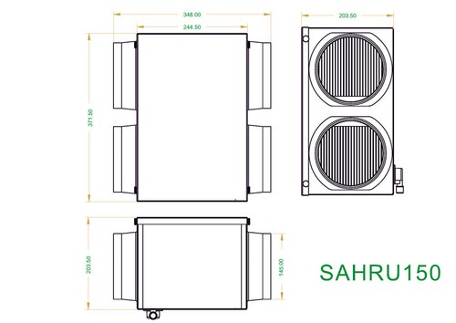 Unidad de recuperación de calor pasiva SAHRU150 ventilación para toda la casa de bajo costo - Imagen 2 de 2