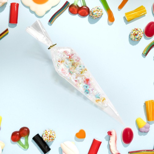 100 Stück kegelförmige Leckerlibeutel, klare Popcornbeutel Großpackung, Zellophan Leckerlibeutel... - Bild 5 von 7