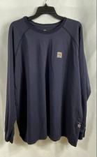 Carhartt Men's Navy Blue Flame Resistant FR Force Long Sleeve Shirt Size XL