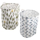 2Pcs Dirty Clothes Storage Basket Storage Bucket Cotton and Linen Storage Bucket
