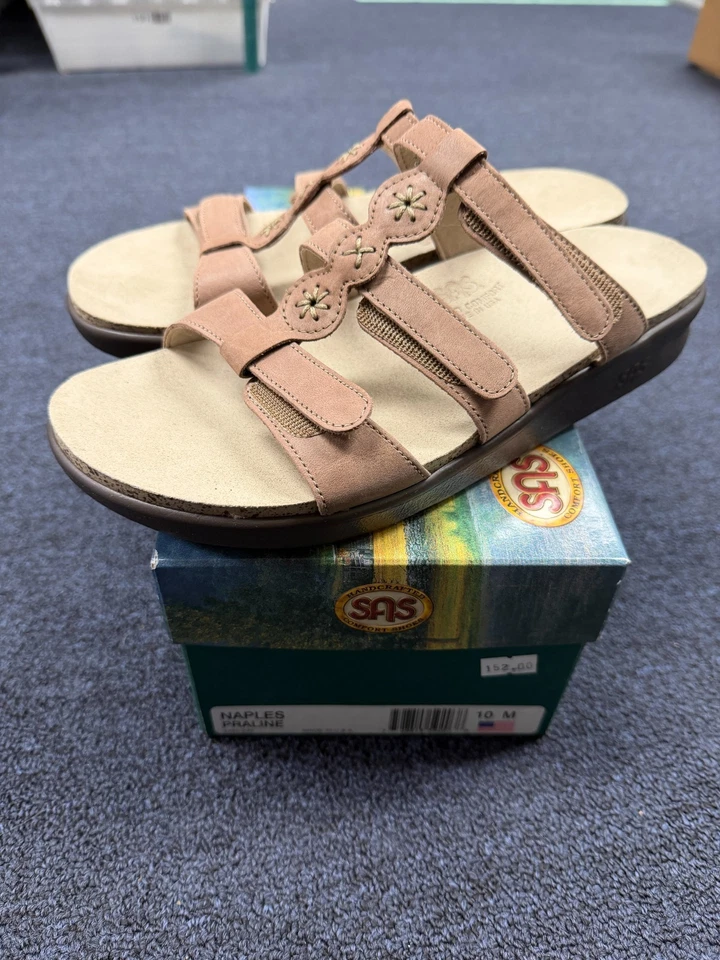 SAS Naples Sandals Women's Sz 10M Praline Brown Leather Triple Strap Comfort - Image 4 of 4