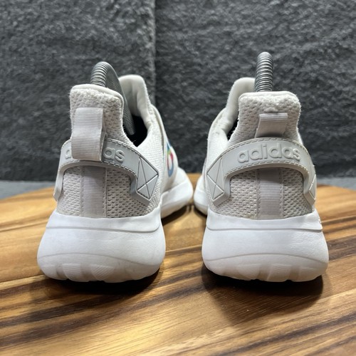 Adidas White Lite Racer Adapt Stretch Sneaker Shoes Logo Band Kids Size 4 - Picture 10 of 13