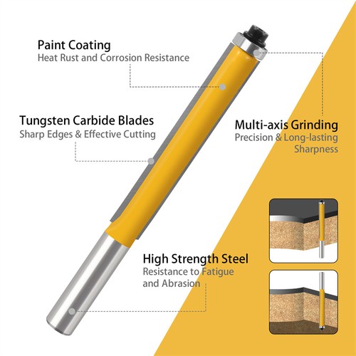 Flush Trim Router Bit Lager Holz Schablone Wolframlegierung Hartmetall Werkzeug gelb - Bild 4 von 15