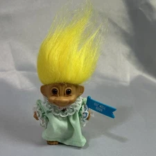 Vintage Russ Troll Doll Get Well Soon Green Gown Yellow Hair - Rare