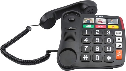 Olympia Großtastentelefon Telefon Festnetz Senioren Extragroße Wahltasten Hörger - Zdjęcie 2 z 4