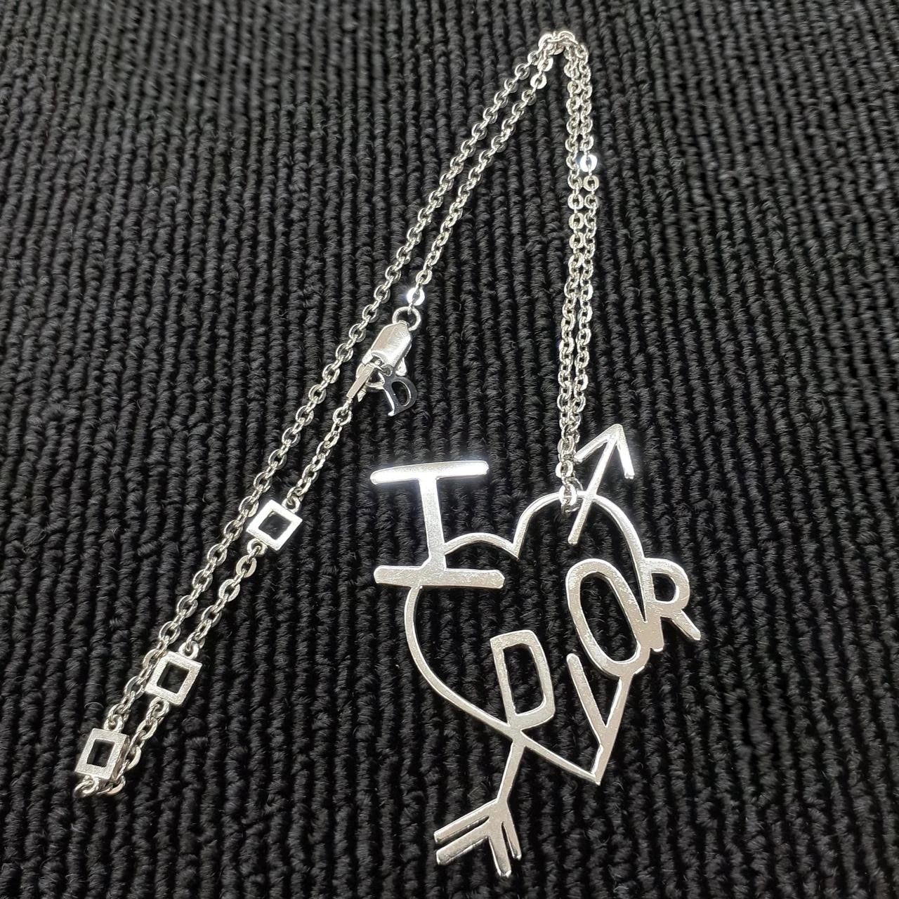 Collana Christian Dior I Love ciondolo in pelle gioielli usata