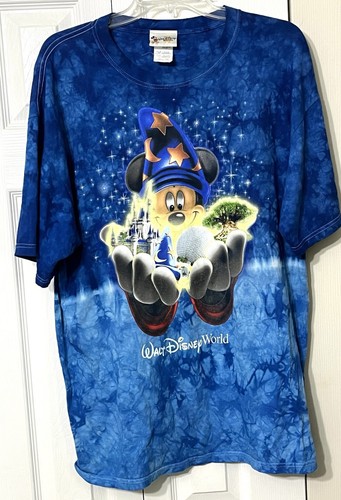 Vintage Walt Disney World Sorcerer Mickey Tie Dye All Over T-Shirt / Größe XL