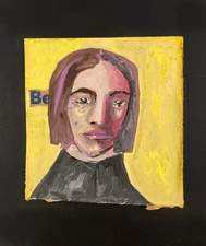 Original Portrait Painting Expressive Woman Naive Folk Wall Art Miz Katie