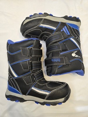 Totes Black/Blue Boys Winter Boots Size 3 Hook Loop Closure Insulated