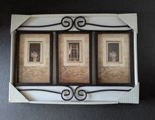 NEW Fetco Home Decor Triple 4 x 6" Metal Photo Frame Removable Stand