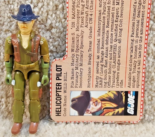 Complete Really Nice Vintage 1983 GI Joe Wild Bill v1 With Filecard Dragonfly