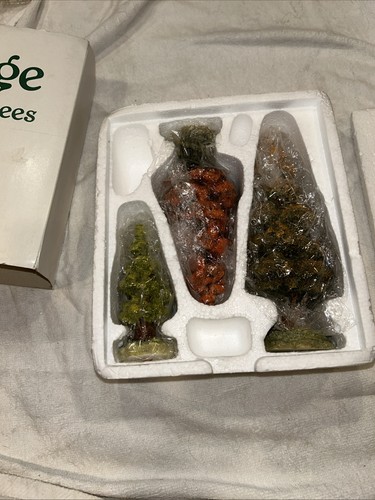 DEPT 56 Village Autumn Trees Set 3 52616 rot orange gelb Herbstlaub Vintage - Bild 2 von 2