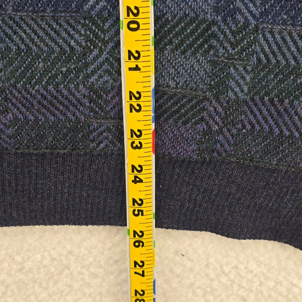 Vintage Talbots Mens Wool Sweater Size M Blue Purple Green Geometric Crew Neck - Image 4 of 4