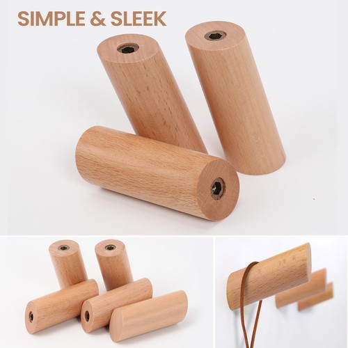 Paquete de 6 ganchos de pared de madera evory, ganchos para abrigo de madera rústica montaje en pared, ganchos para sombrero... - Imagen 2 de 7