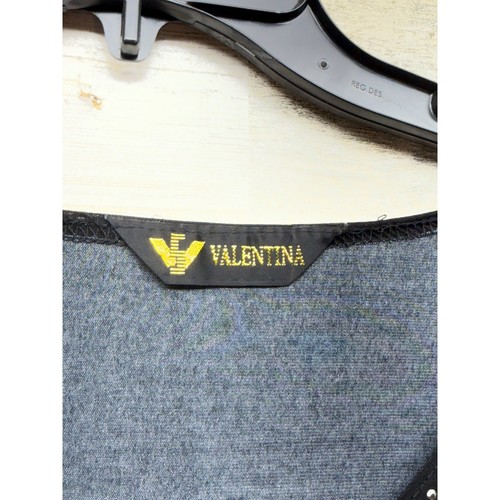 Valentina Black Top Peacock Feather Print Rhinestone Accents Size M - Bild 3 von 8