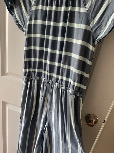 Matilda Jane My Oh My Jumpsuit Size 16 Romper Blue Stripe Pockets - Picture 5 of 6