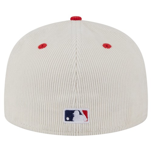 Men's New Era Cream/Red Cincinnati Reds Two-Tone Corduroy 59FIFTY Fitted Hat - Picture 4 of 6