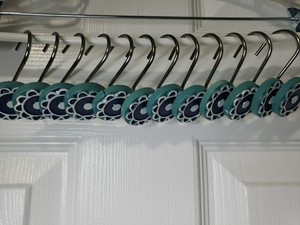 White Rose Flower Shower Curtain Hooks 12-Pack Rustproof Metal Home Decor