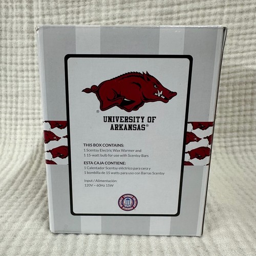 Scaldacera a luce notturna plug-in Scentsy University of Arkansas Razorbacks nuovo con scatola - Foto 3 di 9