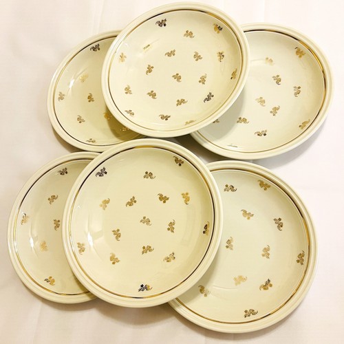 Limoges A Lanternier Vintage Porzellan 9" Schalen Gold Blumenrand Frankreich 6er Set - Bild 12 von 12
