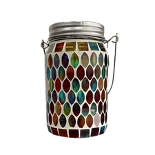 Outdoor Solar Lantern Lights Decorative Mosaic Jar Hanging Lantern Pathway Garde