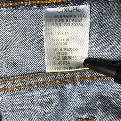 Jeans Cinch Azul 40/34 Etiqueta Verde Hombres Tareas Rancho Vaquero Occidental Denim (41x34) - Imagen 8 de 18