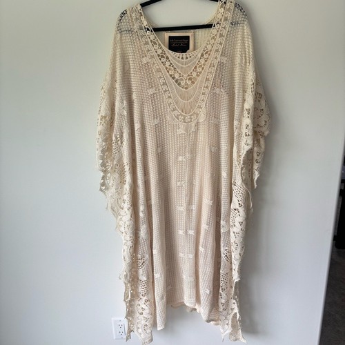 Soft Surroundings Label Noir Ivory Crochet Martinique Breeze Caftan Lace Boho - Picture 4 of 16