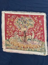 vintage french needlepoint hand crafted cross-stitch needlework wall hanging S14