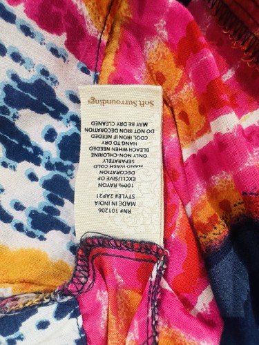Soft Surroundings Moroccan Tunic Dress M Pink Blue Ikat Embellished Embroidered - Picture 8 of 10