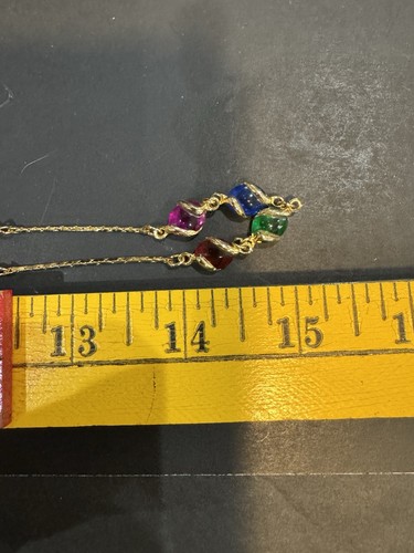 Collana Lucite Multicolore Tono Oro Vintage - Foto 6 di 6