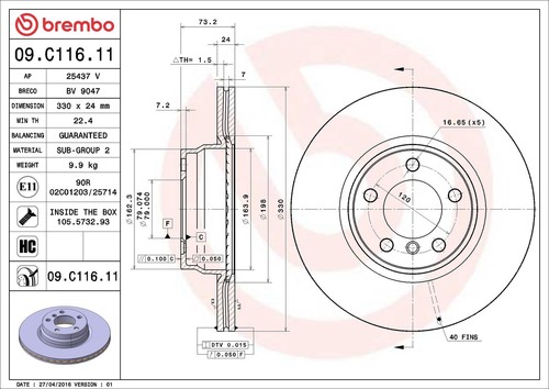 2x Brake Discs Pair Vented fits BMW 420D F33 2.0D Front 15 to 20 B47D20A 330mm - Picture 2 of 3