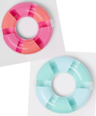 Set of 2 Sun Squad Inflatable Swim Tubes With Handles 36'' Diameter Pink & Green