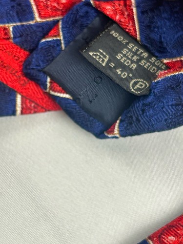 Ermenegildo Zegna Disegno Esclusivo Men’s Italian NeckTie Silk Red Blue Square - Picture 13 of 18