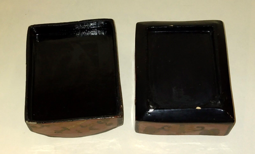 Vintage Japan Lacquer Trinket/Jewelry Box w/ Hand Painted Porcelain Inset Top - Picture 7 of 7
