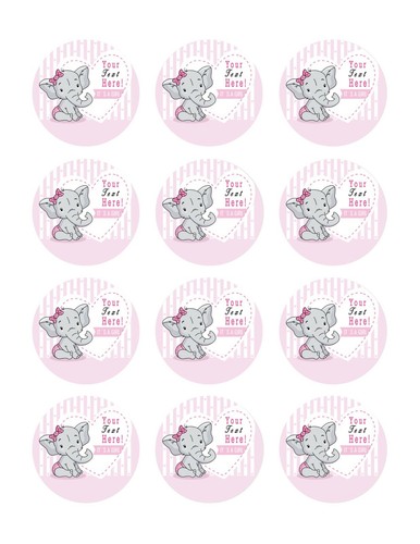 It's a Girl Elephant Baby Shower - Edible Cake Topper or Cupcake Topper - Picture 11 of 15