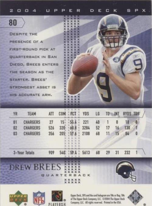 2004 SPx Drew Brees #80