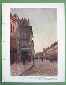 PRAGUE-Rytirska-Street-House-at-Golden-Star-COLOR-Antique-Print
