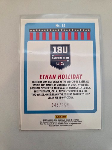 Ethan Holliday Red 48/199 2025 Panini Stars and Stripes - Picture 2 of 2