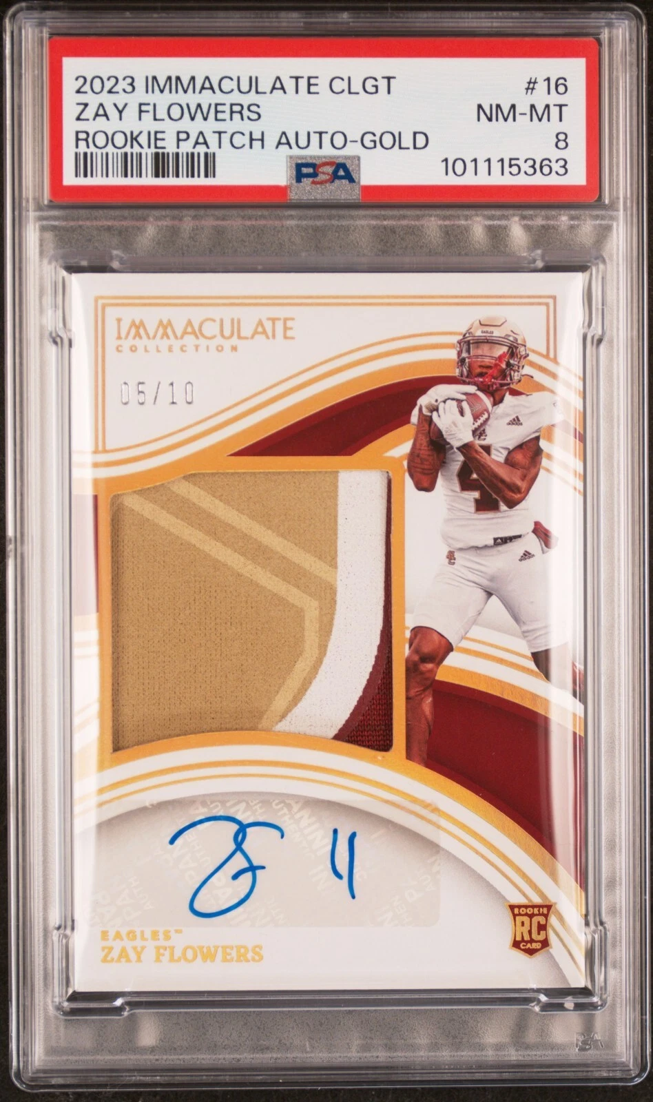 Zay Flowers Panini Immaculate Collection Collegiate Rookie Patch Autographs #16 Gold