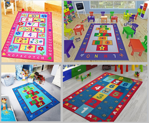 Details About Pink Blue Hopscotch Rugs Bedroom Girls Boys Playroom Mats Nursery Carpet